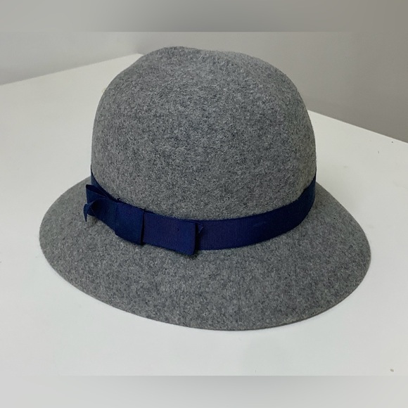 Women’s Vtg Geo. W. Bollman Doeskin 100% Wool Felt Blue Ribbon Hat - Picture 14 of 16